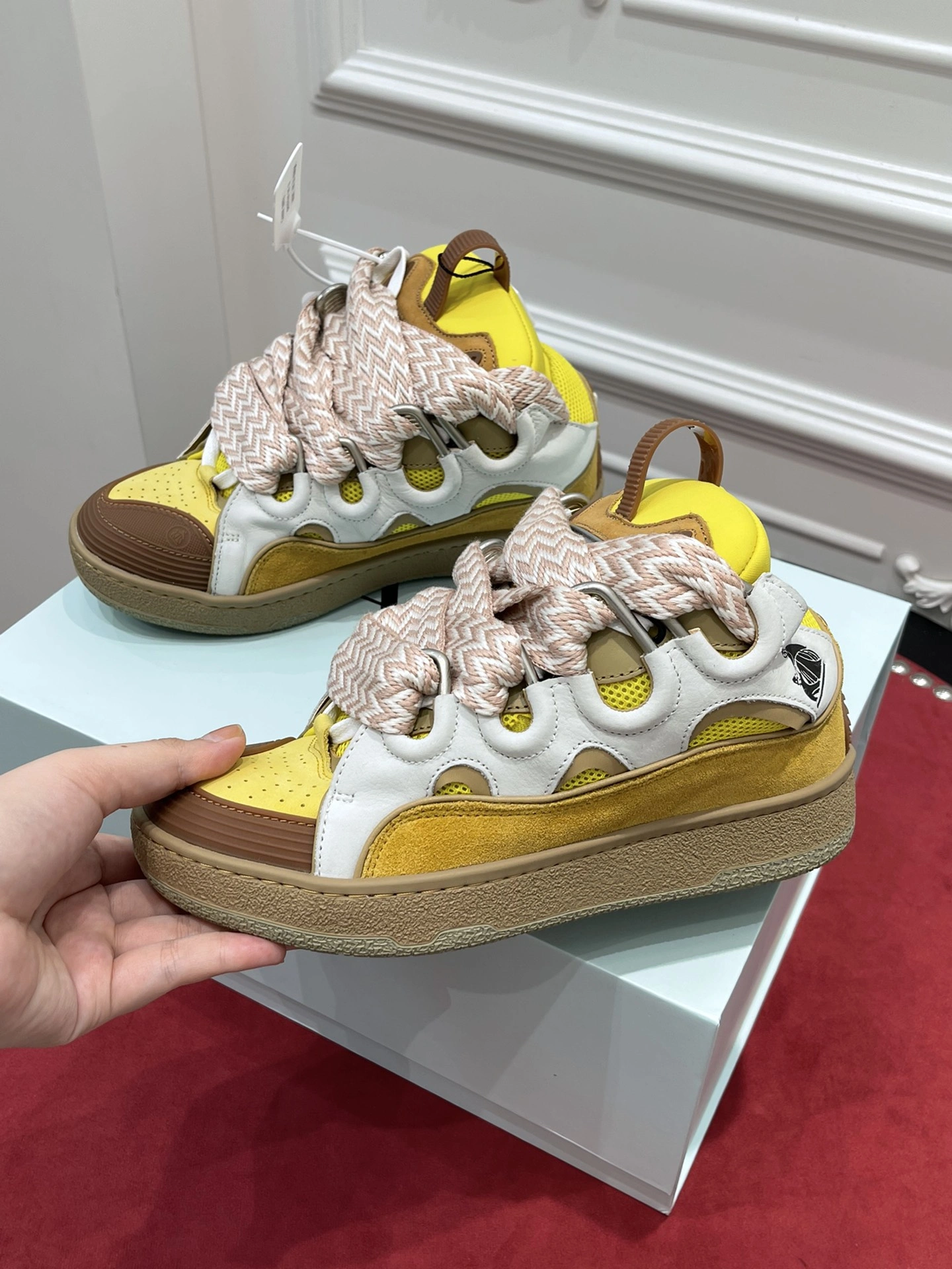 Breathable Lanvon Leather Curb Beige Yellow FM-SKRK11-DRAG-H 848