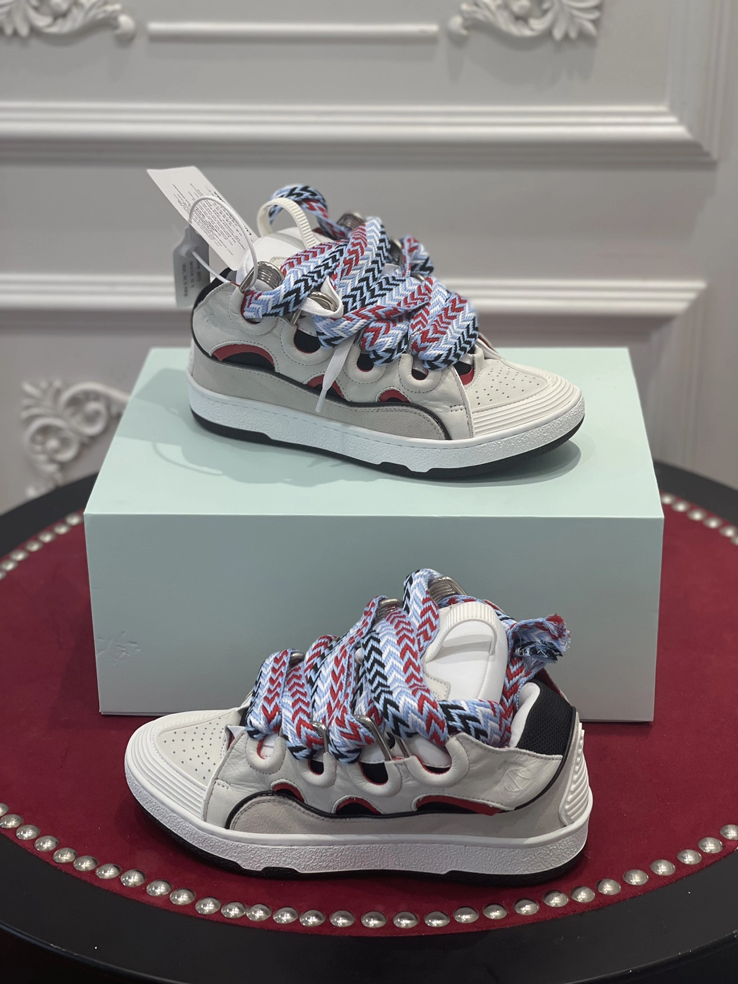 Lanvon Leather Curb Light Grey Blue Black Red FM-SKRK11-DRAG-E Breathable 812