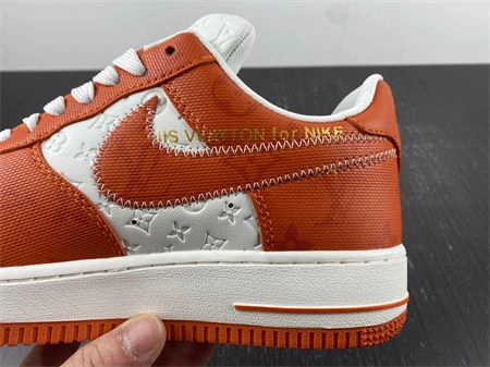 ZipUp Luis Vitton Nike Air Force 1 Low By Virgil Abloh White Orange 5140