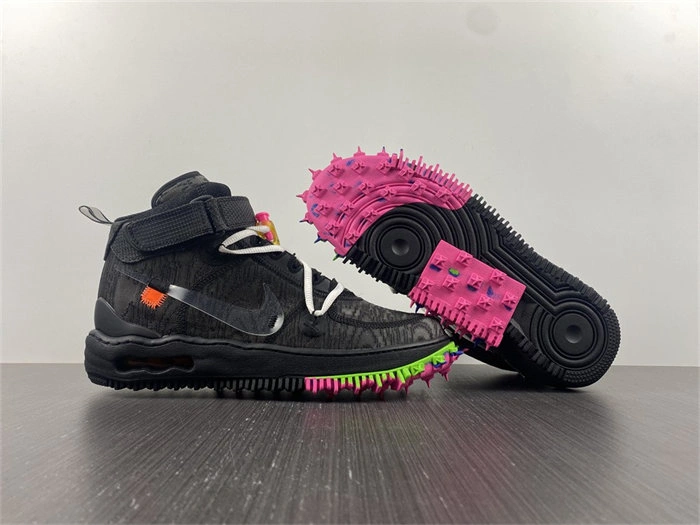 Breathable Nike Air Force 1 Mid Off-White Black DO6290- 5090