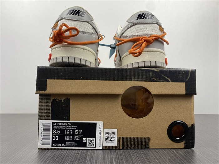 Packable Nike Dunk Low Off-White Lot 44 DM1602- 5071