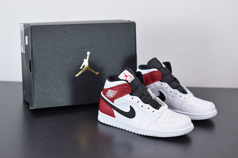 AIR JORDAN 1 MID WHITE BLACK GYM RED 554724-116