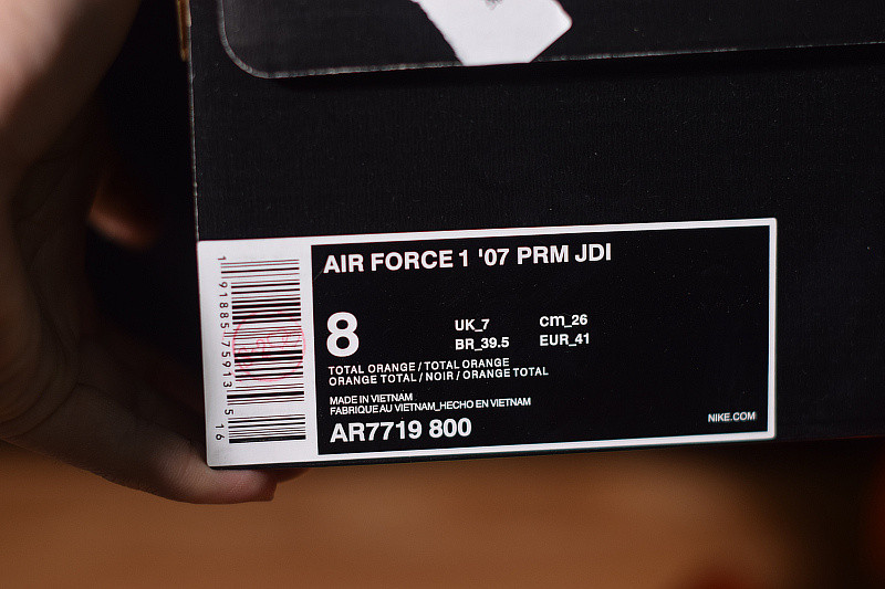 NIKE AIR FORCE 1 07 PRM JDI "JUST DO IT" AR7719-800