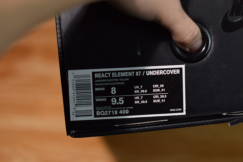 NIKE REACT ELEMENT 87/UNDERCOVER "UNDERCOVER" BQ2718-400