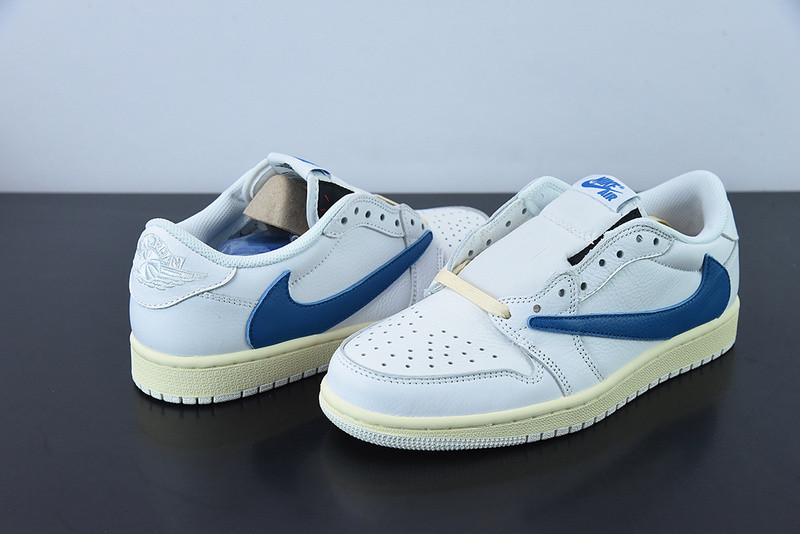 Travis Scott x Fragment x Nike Air Jordan 1 Low Cream White Blue CQ3277-100