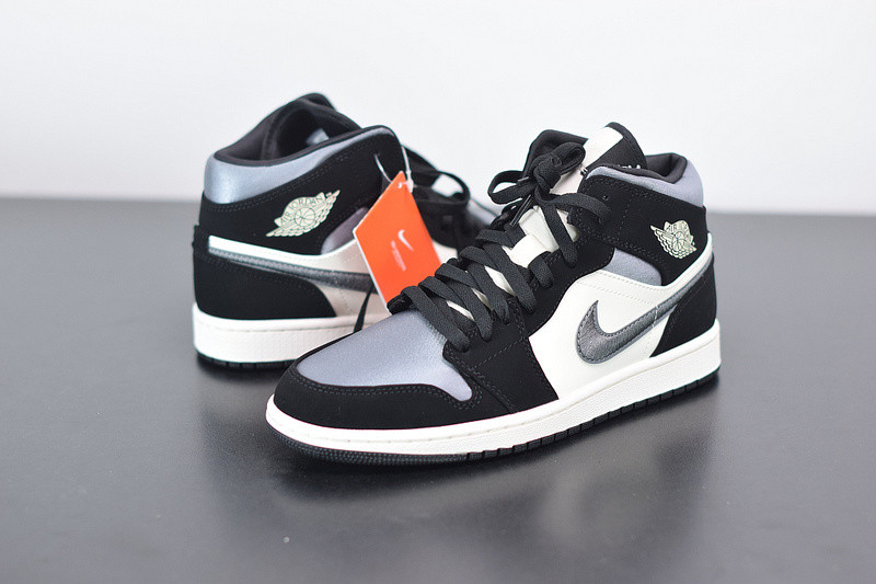 AIR JORDAN 1 MID SATIN GREY TOE 852542-011
